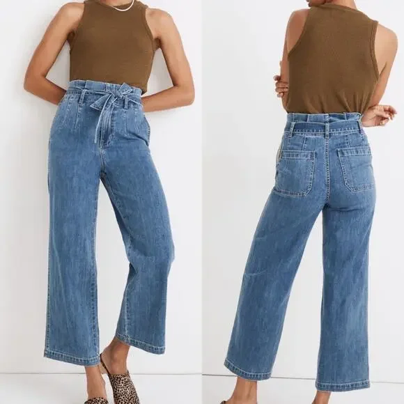Madewell Paperbag Wide Leg Crop Jeans 27 Bygrove Wash - Picture 1 of 5